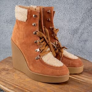 Jessica Simpson Women's Maelyn Lace-up Platform Wedge Ankle Boots Bootie 8 M